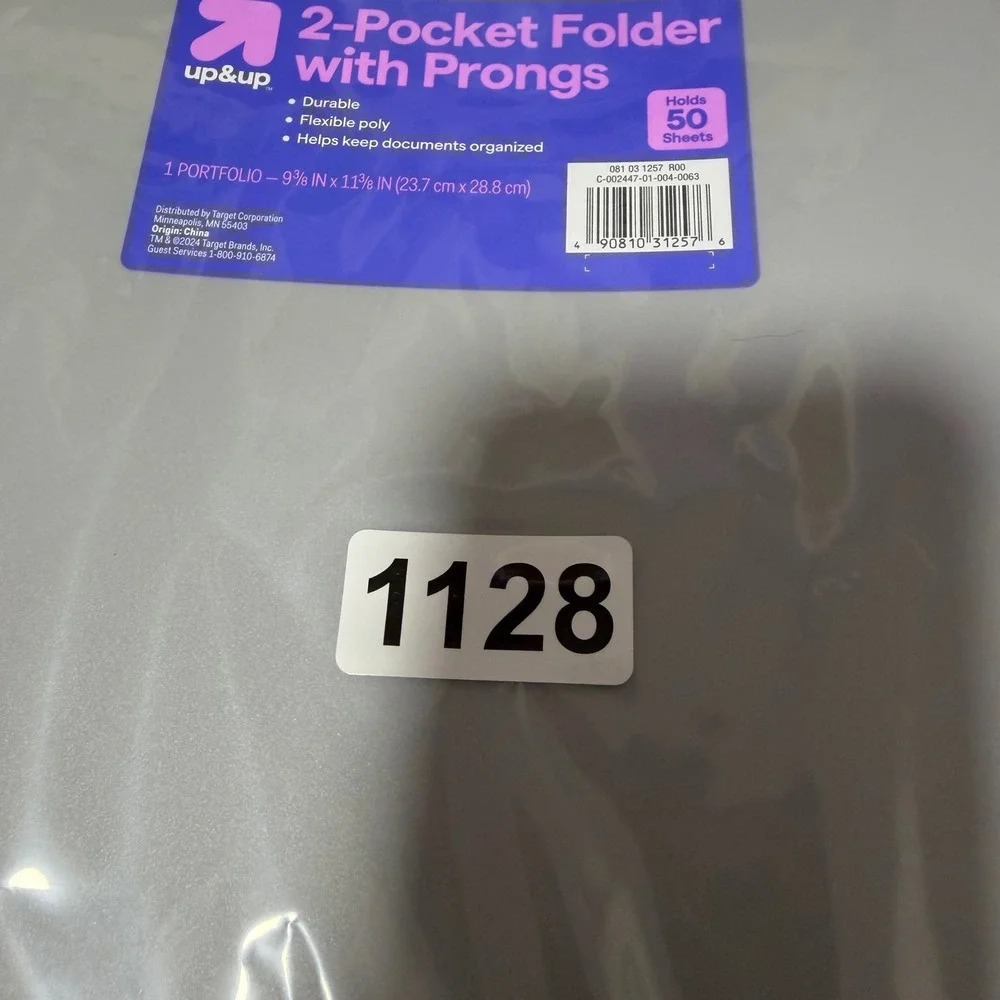 Up&Up 2-Pocket Folder with Prongs Gray Flexible Poly Portfolio 10 Pack 1128